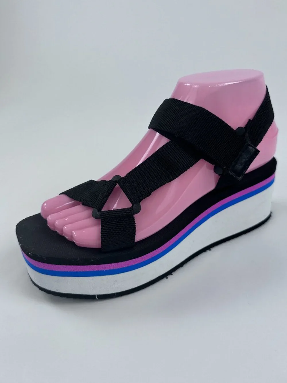 Andrea Platform Sport Sandals Black Size 7 Wedge Comfort Velcro